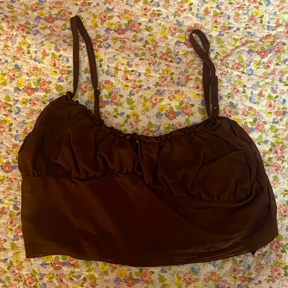 Dark Brown Lace Crop Top